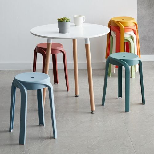 塑料凳子批发加厚家用可叠放餐桌板凳圆凳创意高凳子北欧简约椅子